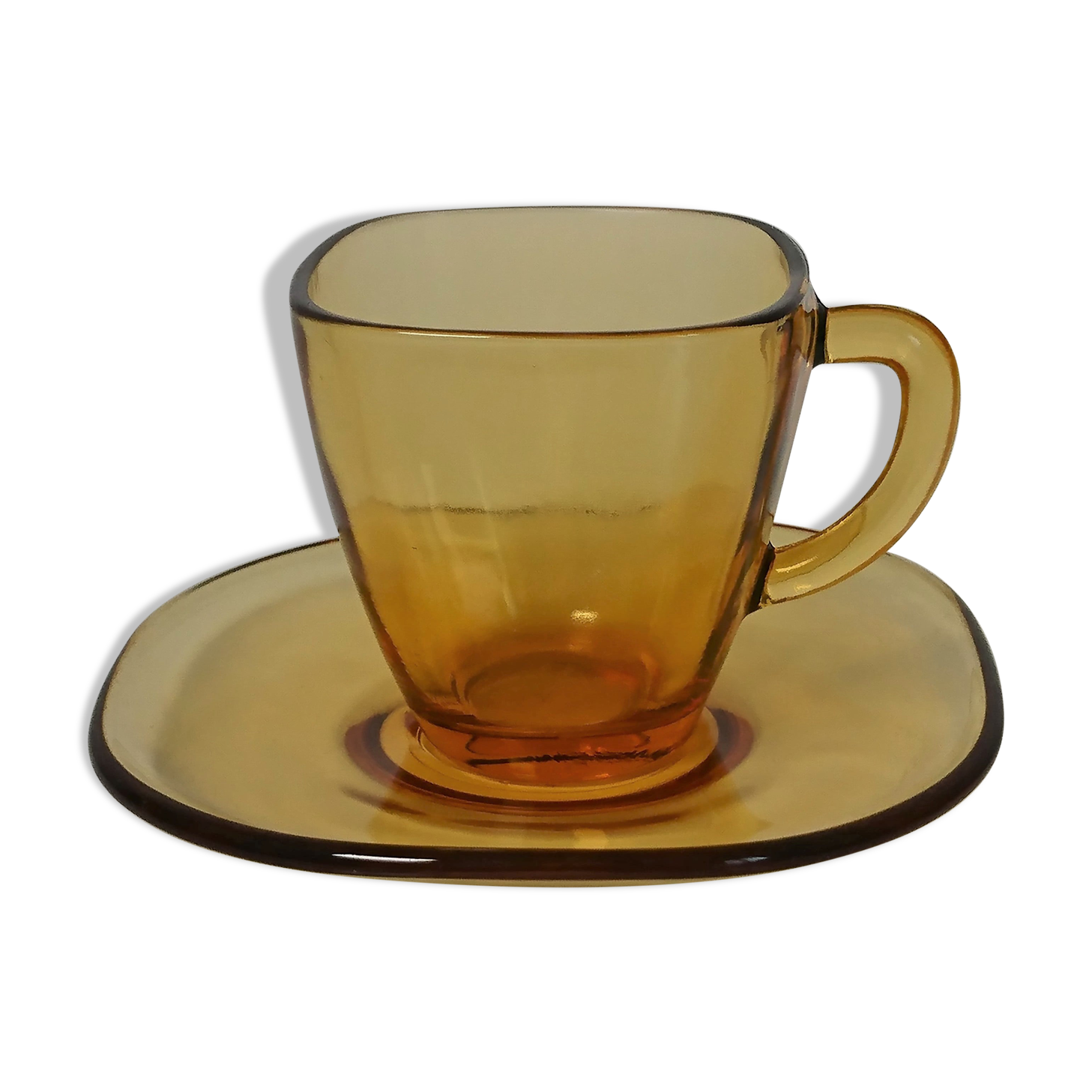 Coffee cup & amber glass undercup vereco - made in france