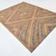 Tapis Kilim vintage vert et orange 7x9, 203x263 cm