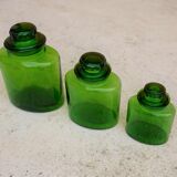 Series of 3 vintage glass jars