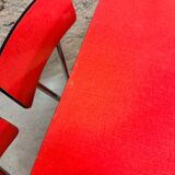 4 red Formica chairs with a 1970s table