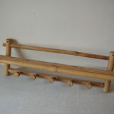 Wall coat rack 5 hooks bamboo shelf 65 cm deco entrance hall