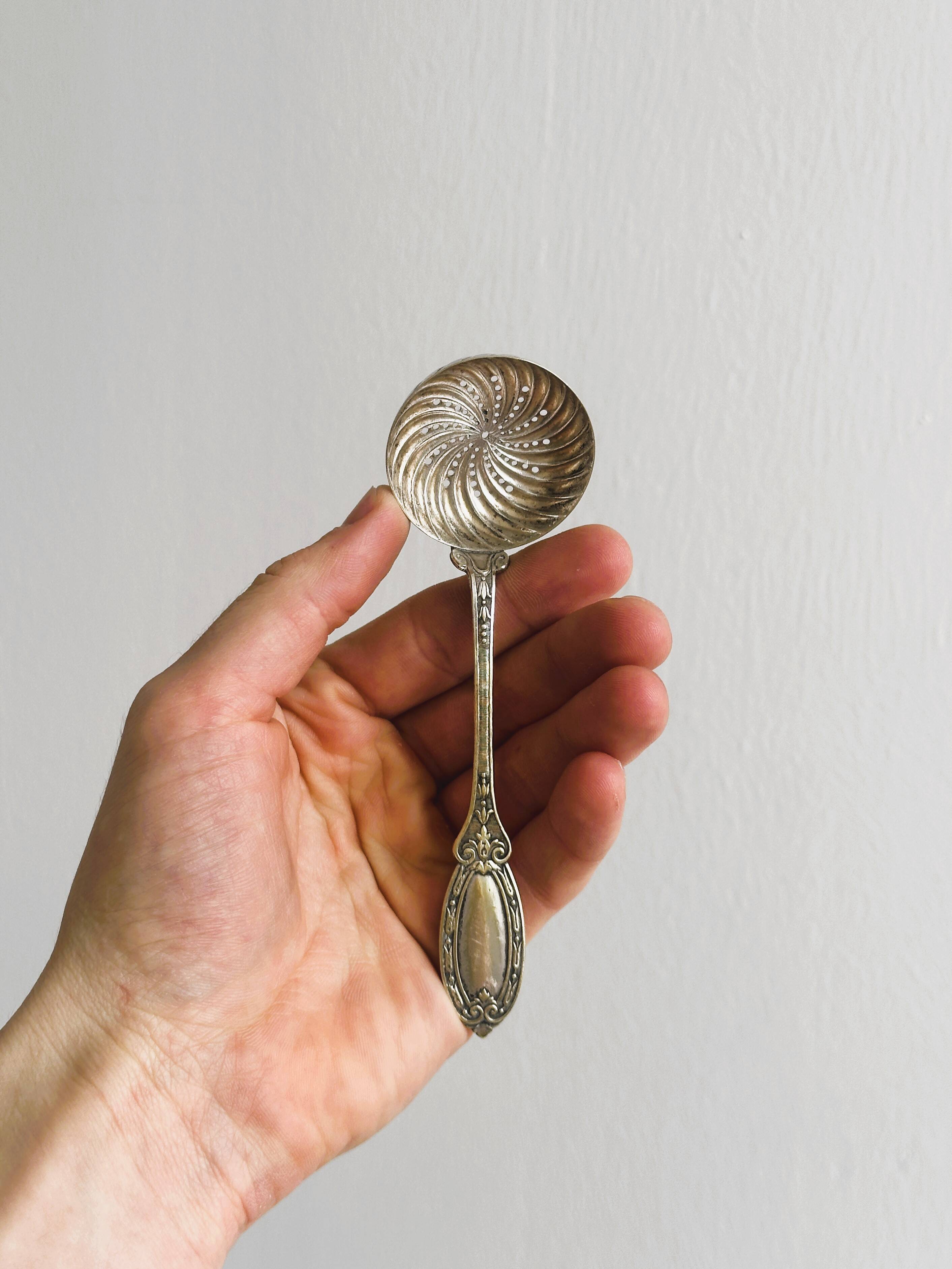 Petite cuillère à poudre ancienne métal argenté