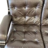 Vintage brown leather two-seater sofa/chaise longue