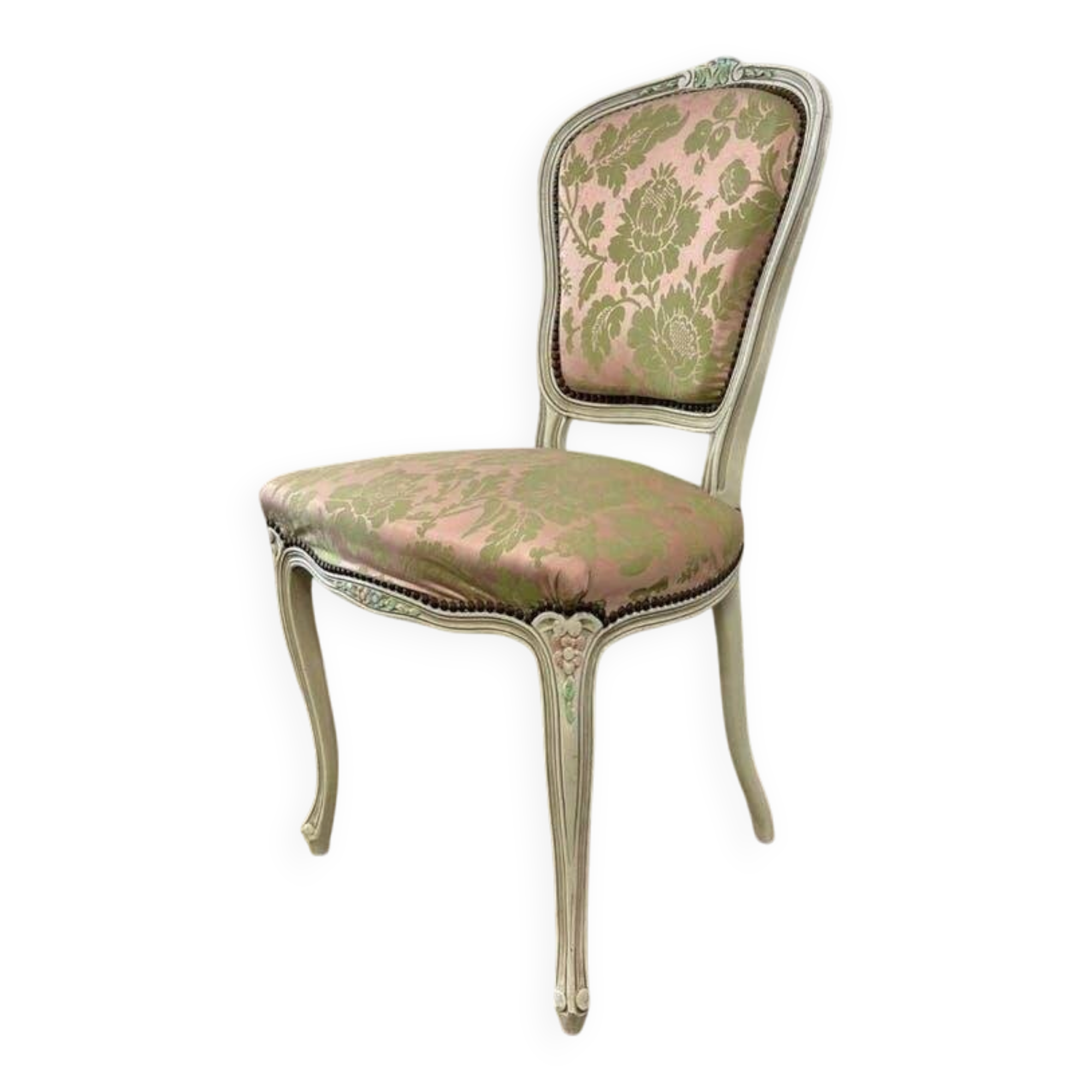 Chaise baroque vintage avec accent rose/vert