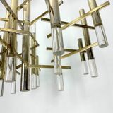 Sciolari 15 lights slight gilded chrome and perspex Chandelier model Ice, Italy 60s