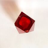 Bright red Murano Sommerso faceted vase 1960s Height 30 cm