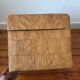 Pouf coffre cuir patchwork vintage circa 1960
