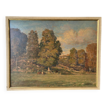 Landscape with cows, signed Abel Gay.