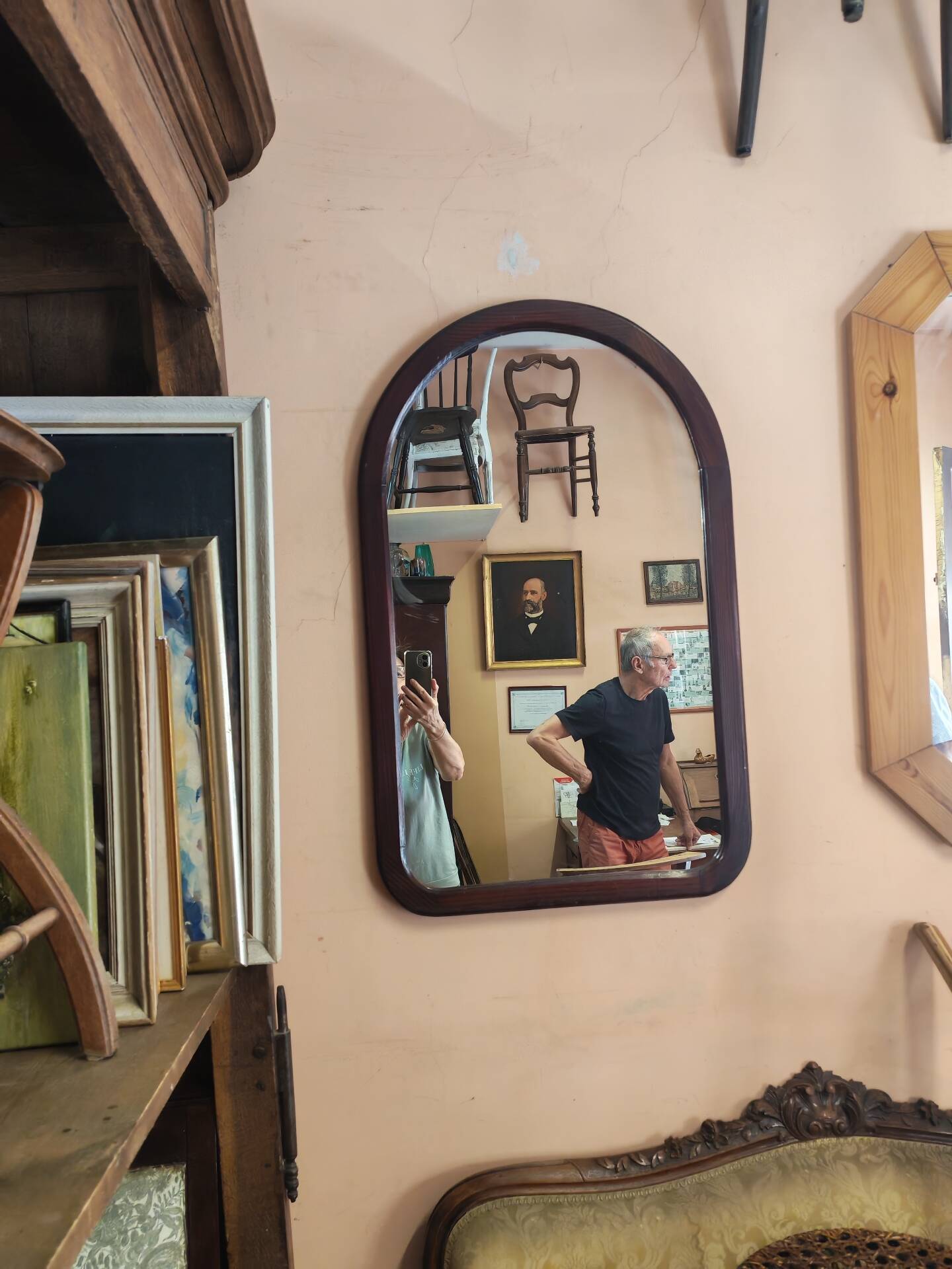 Miroir arche en bois vintage Pologne 1970