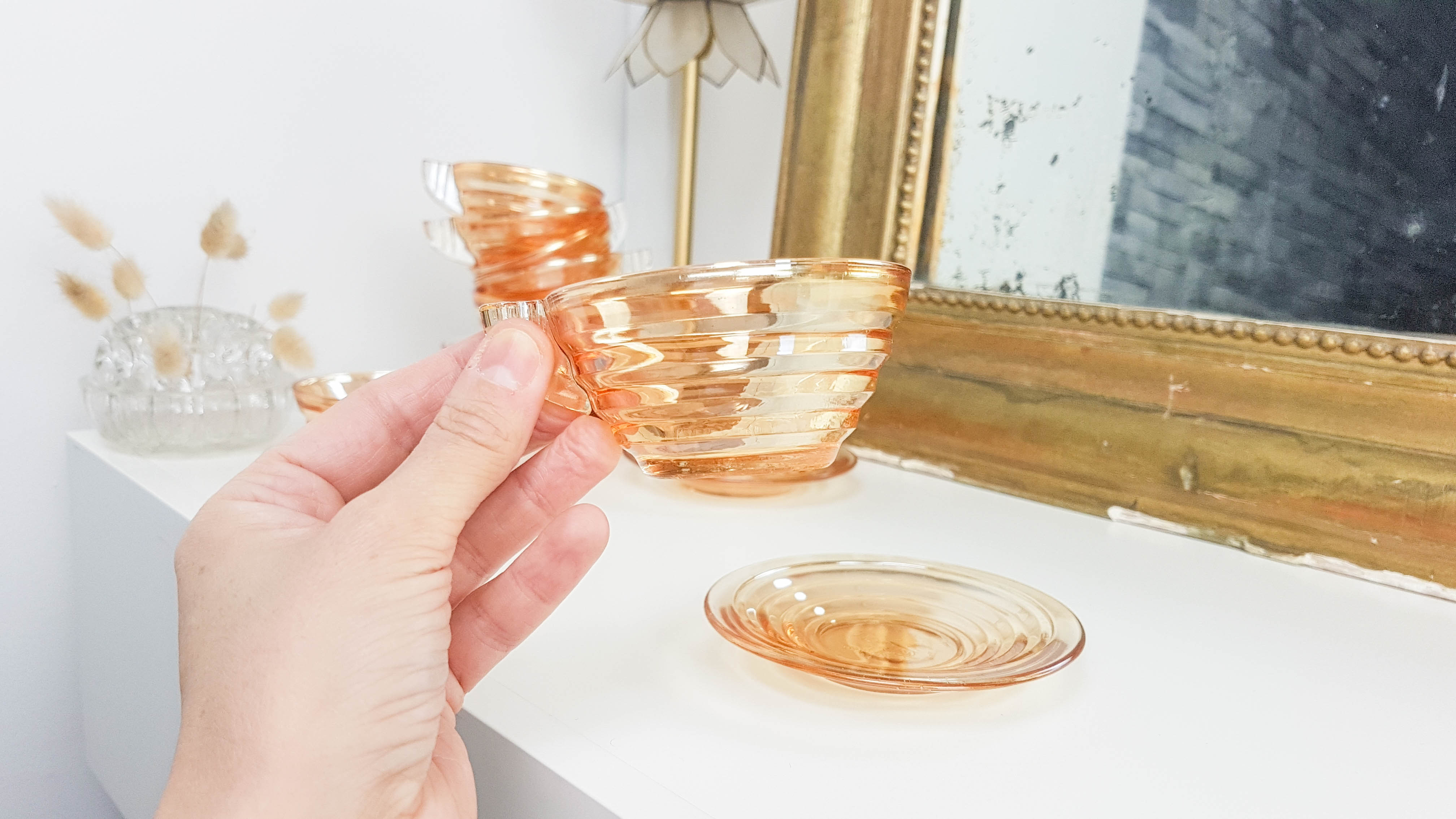 Gondolo coffee service in iridescent glass