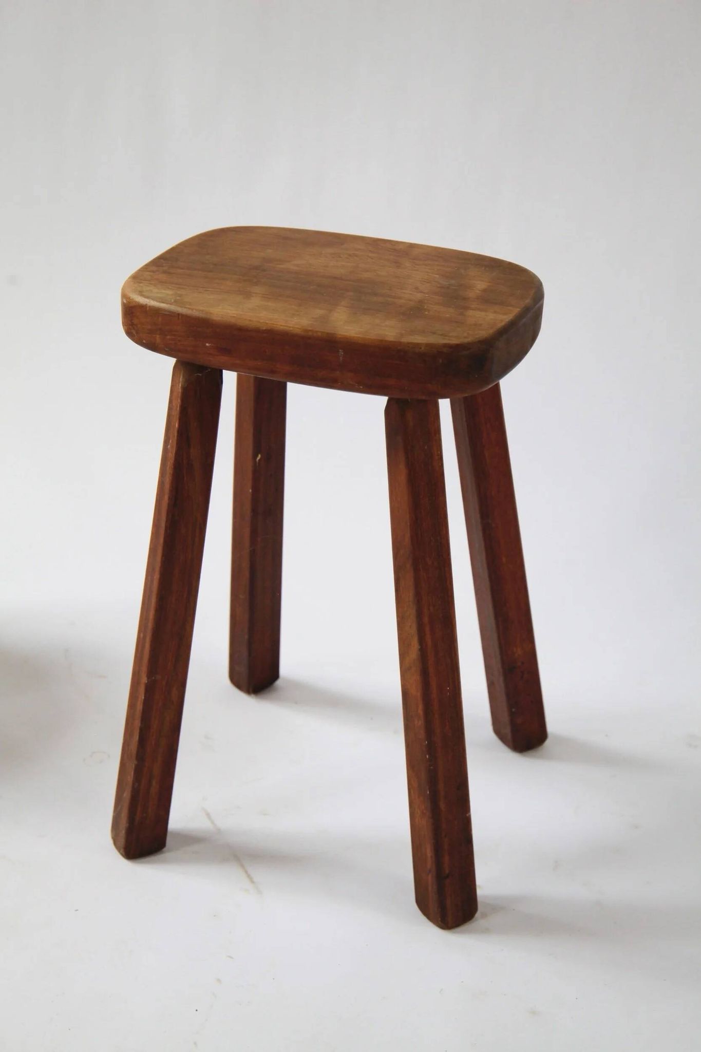 Set of two vintage handcrafted stools, Atelier André Smalle, Belgium.
