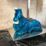 Lampe cheval en céramique craquelé