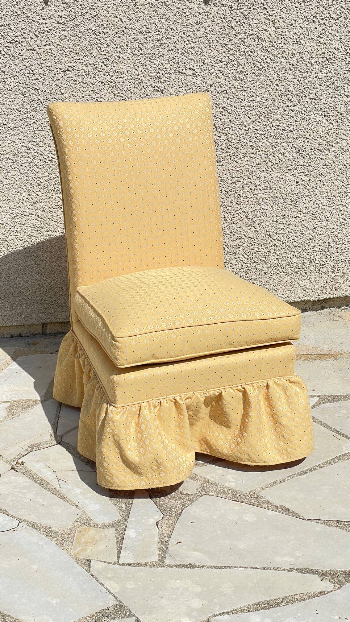 Vintage upholstered fabric toad armchair