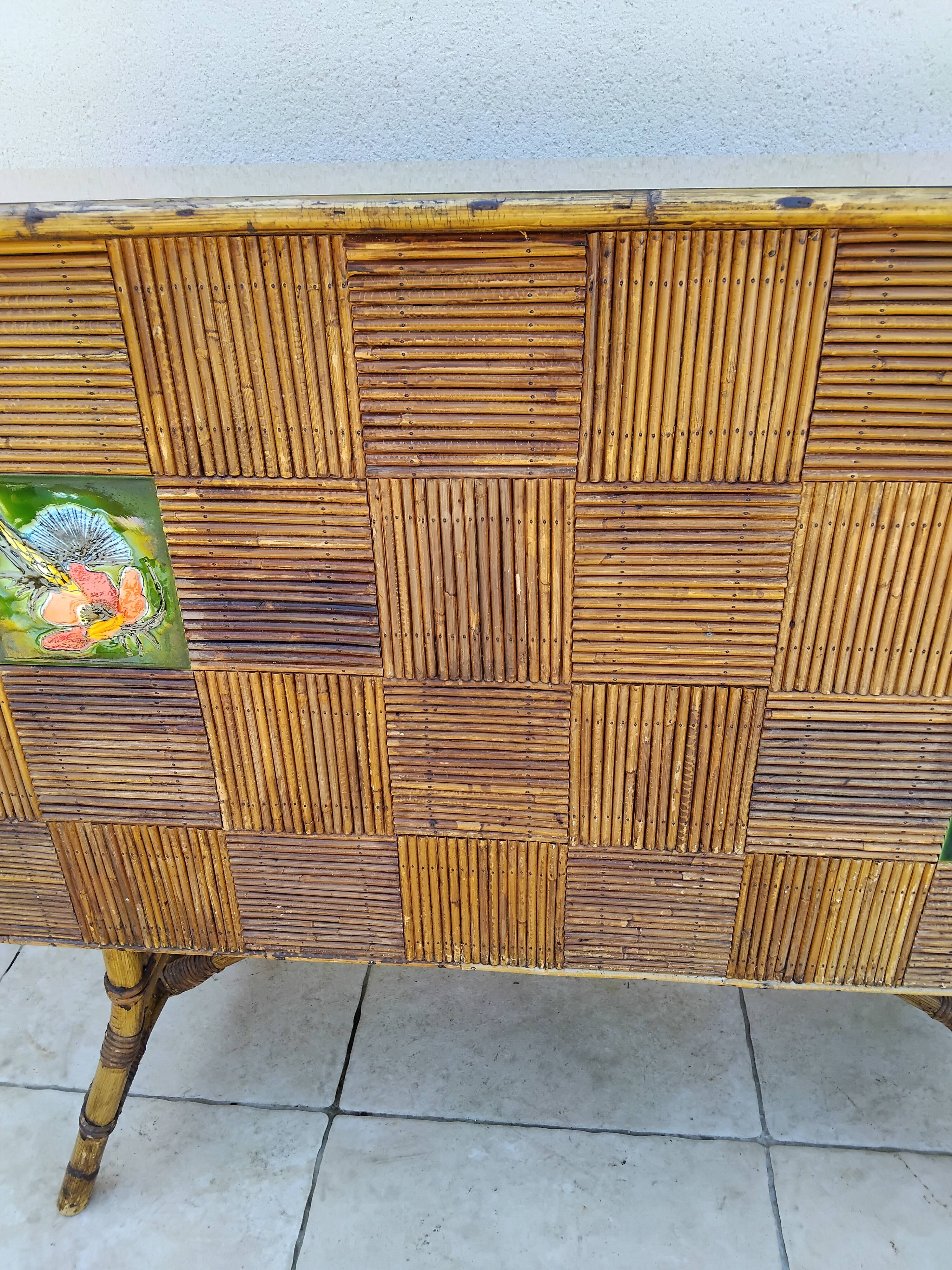 Audoux Minet vintage rattan bar from the 50s
