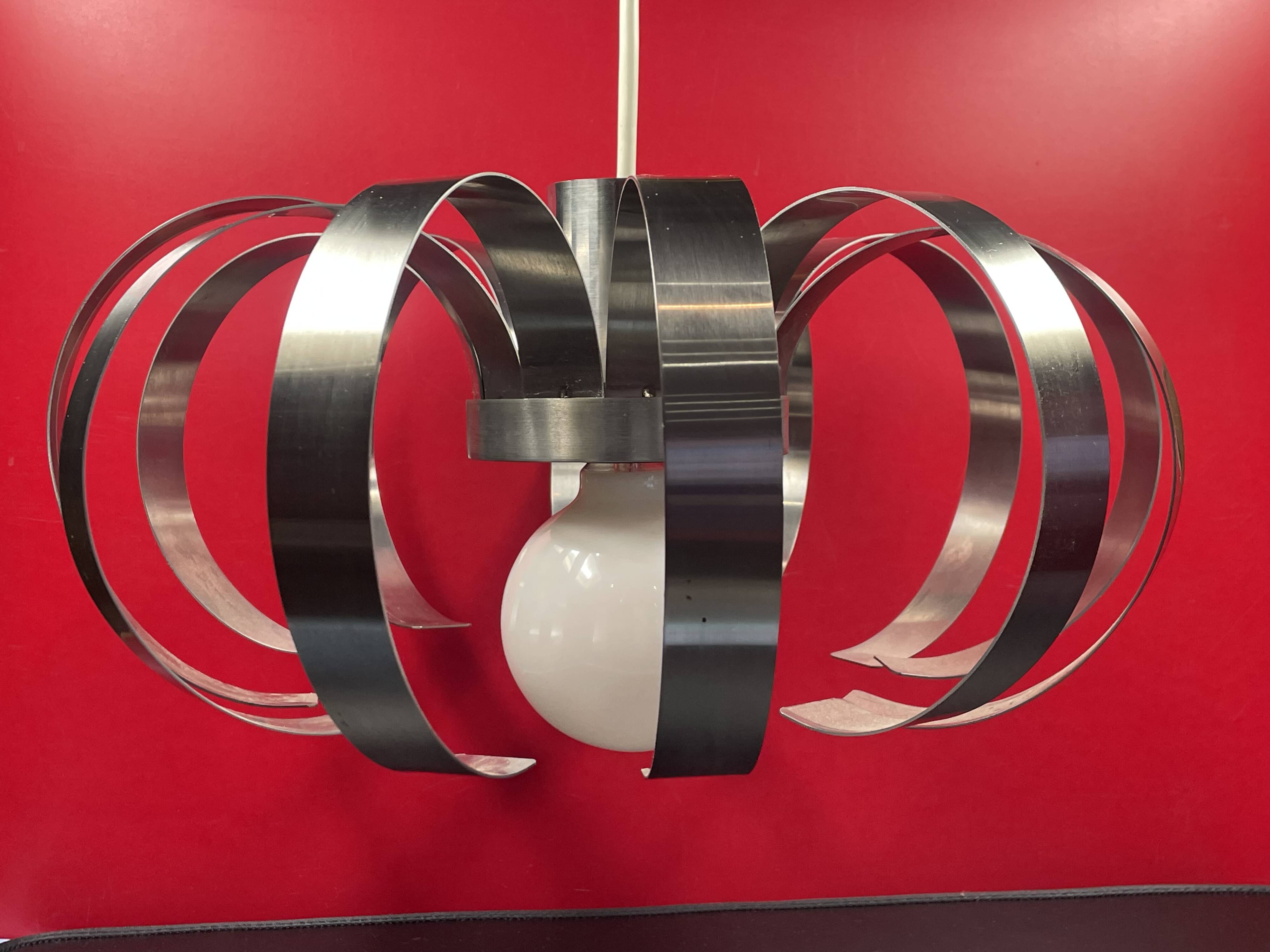 Suspension, chandelier with stainless steel blades from the 70s