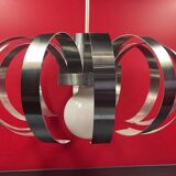 Suspension, chandelier with stainless steel blades from the 70s