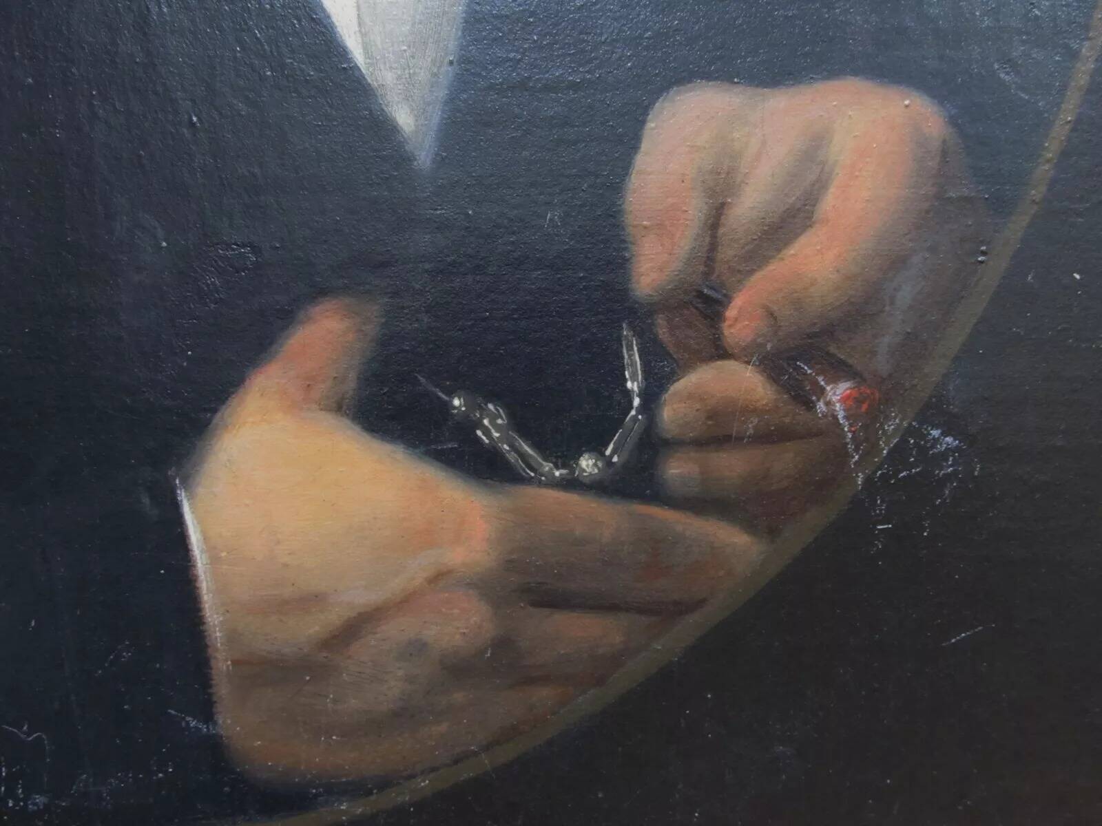 Portrait of Man Smoking Pipe Painting