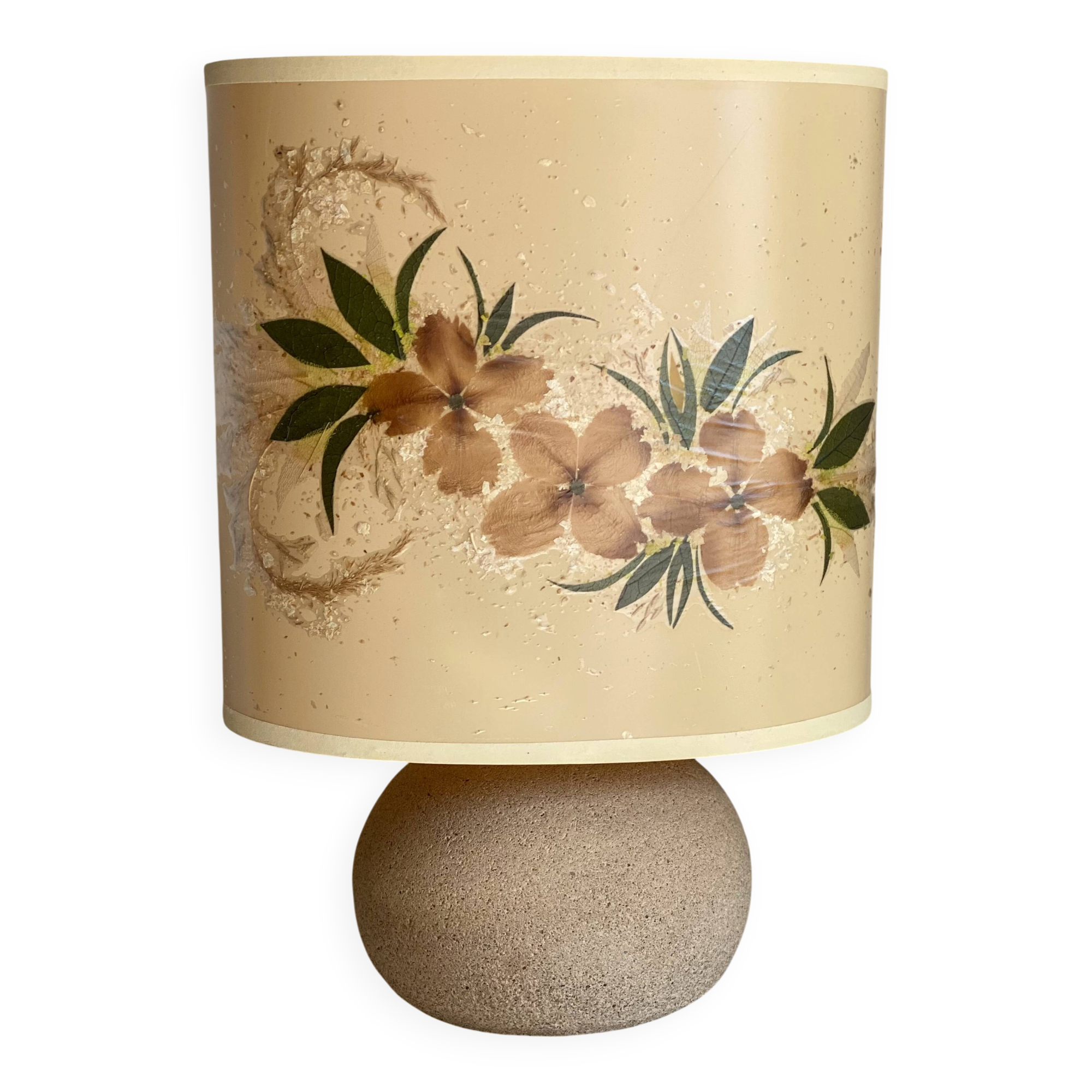 Lampe boule en travertin vintage 1980