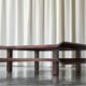Two-level pagoda coffee table in Wabi-Sabi style, wood and bamboo from the 1970s.