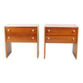 Set Of 2 Square Bedside Tables In Mahogany, Czechoslovakia 1970s