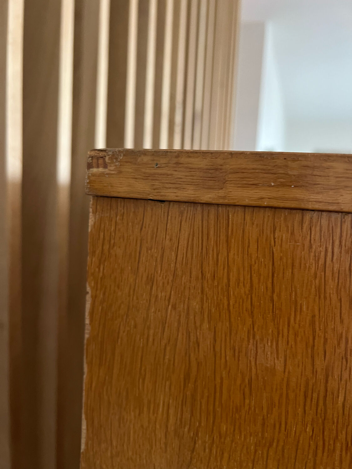 Multifunctional cabinet in wood and rattan