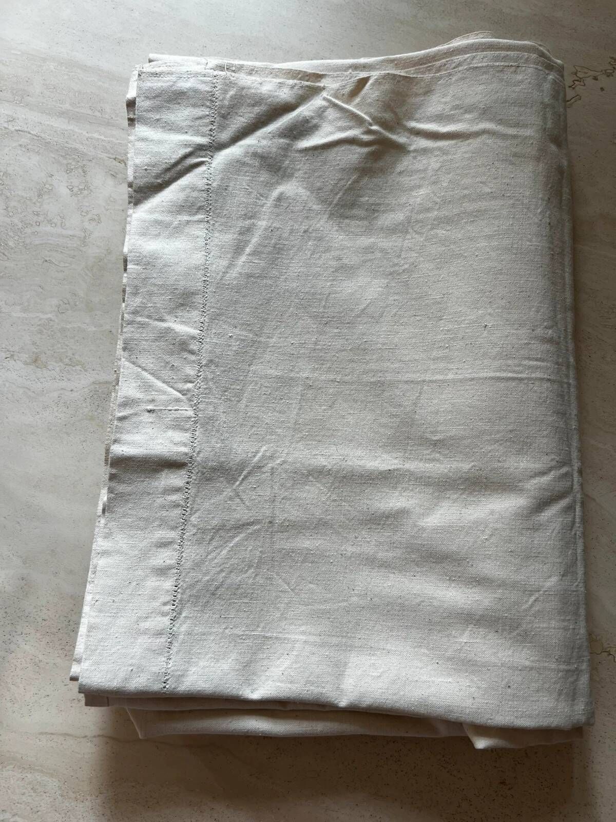 Large antique hemp linen cloth, hand-stitched.