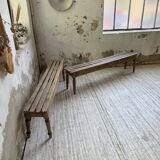 Pair of 1950 benches with oak and beech slats