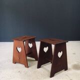 Arts & Crafts Heart Stools, Belgium, 1920s, Set of 2