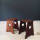 Arts & Crafts Heart Stools, Belgium, 1920s, Set of 2