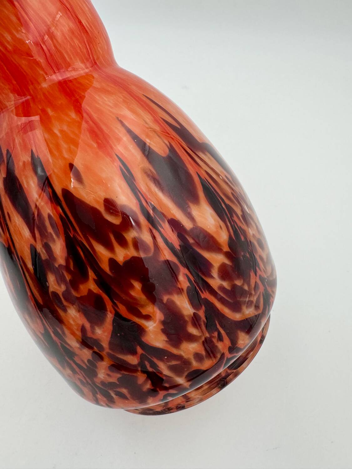 Orange and brown speckled glass vase, Clichy style