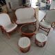 Sofa armchairs and coffee table in vintage rattan of six pieces