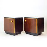 Mid Century Bedside Tables With Glass Tops, Czechoslovakia 1960s