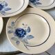 Set of 6 flat plates blue flowers Saint-Amand years 30-40