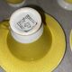 Service à café / thé vintage en porcelaine jaune safran – Salins France – 1