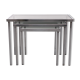 Nesting tables chrome frame smoked glass 1970s