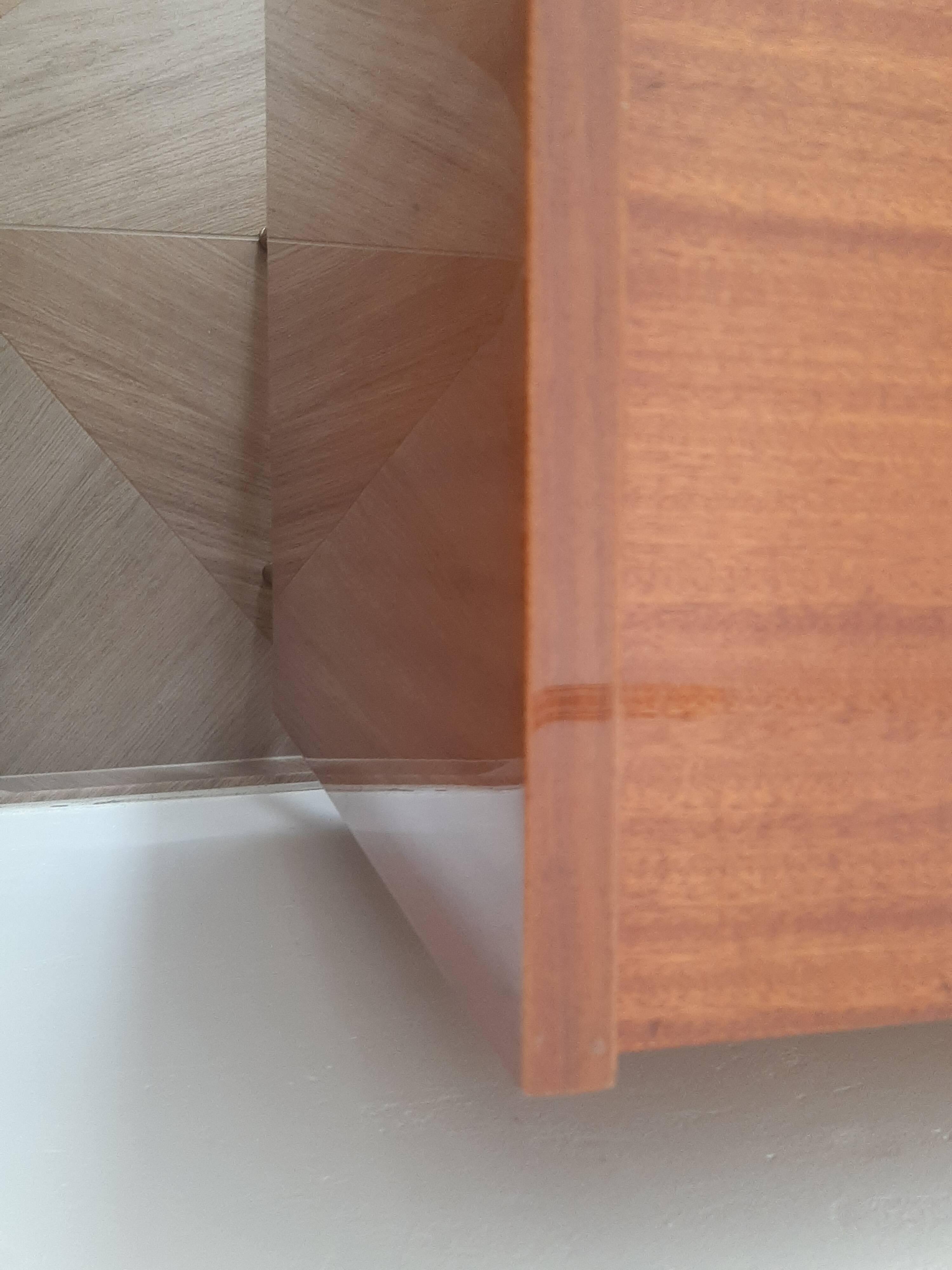 Vintage chest of drawers 3 drawers - varnished teak - Scandinavian style - retro patterns - 60s