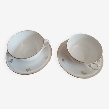 Paire de tasses à thé en porcelaine de Limoges