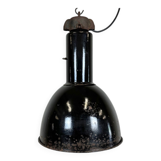 Rusty Industrial Bauhaus Black Enamel Pendant Lamp, 1930s