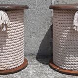 Pair of "bobbin" stools or end tables