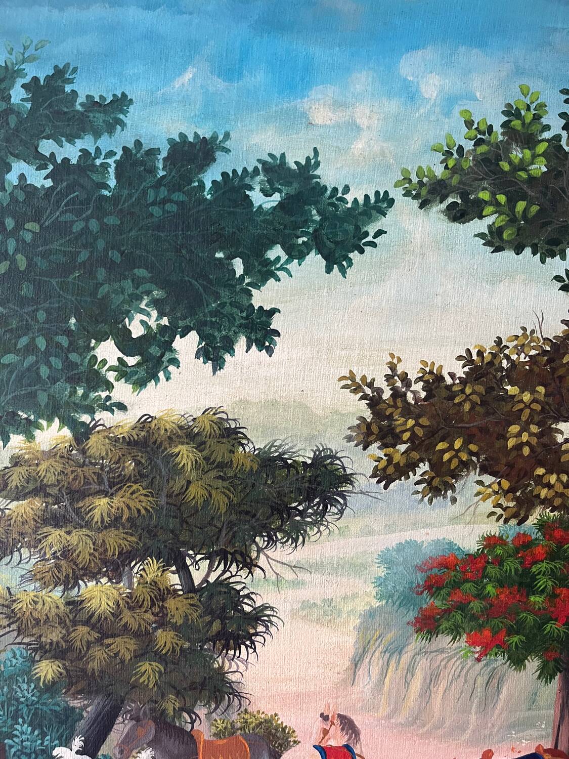 Soldiers and horses lost in the forest, signed