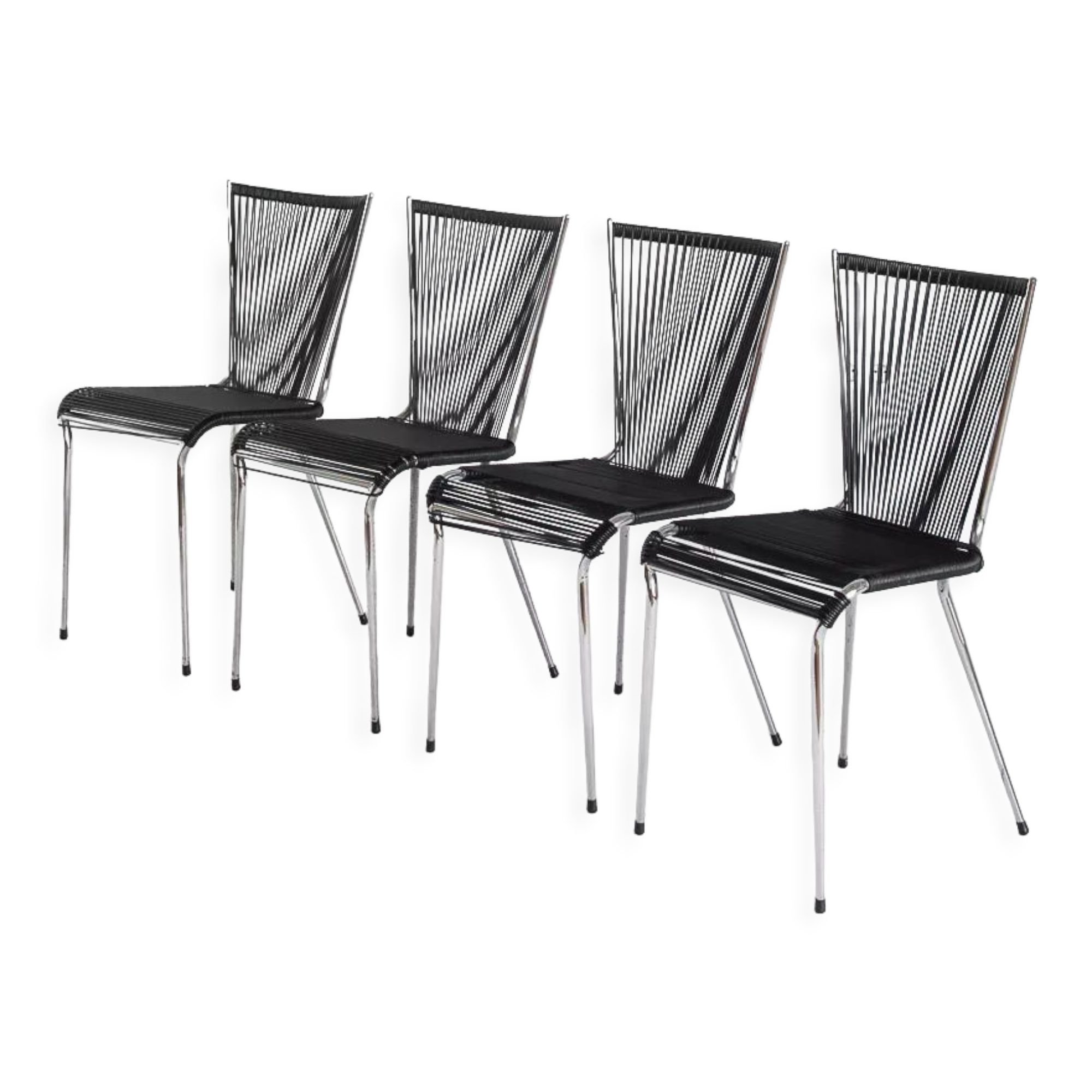 Set of 4 chairs "scoubidou", France, 1960s