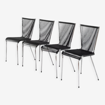 Ensemble de 4 chaises "scoubidou'', France, années 1960