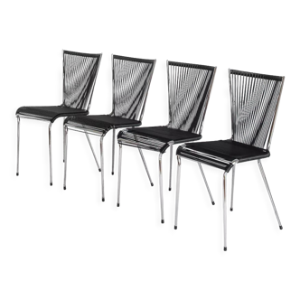 Set of 4 chairs "scoubidou", France, 1960s