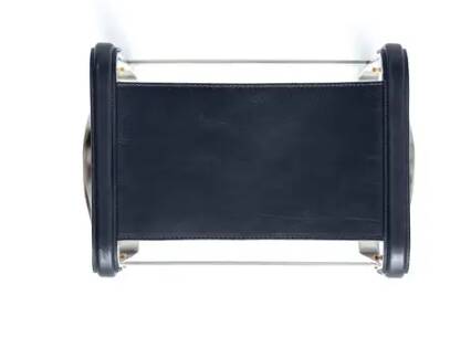 Wanderlust pair of backless stools, navy blue and metal.