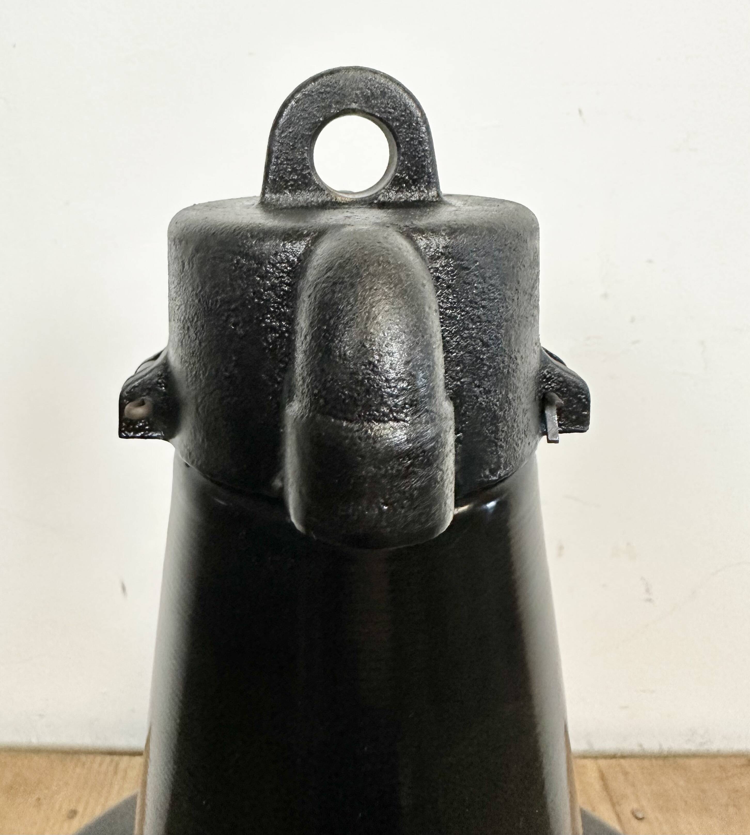 Industrial black pendant factory lamp with cast iron top, 1970s