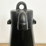 Industrial black pendant factory lamp with cast iron top, 1970s