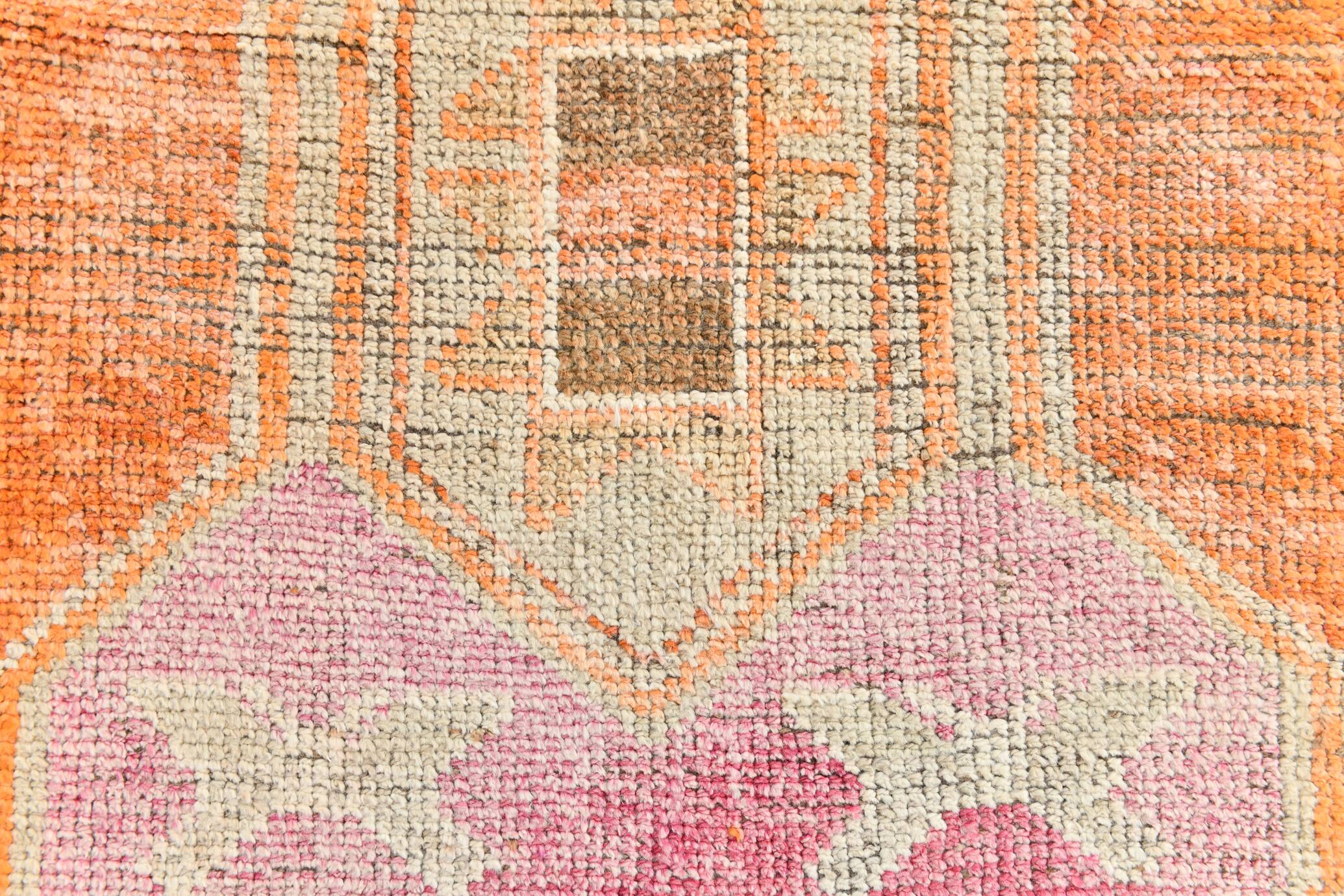 3x13 Pale Orange Vintage Runner Rug, 94x381Cm
