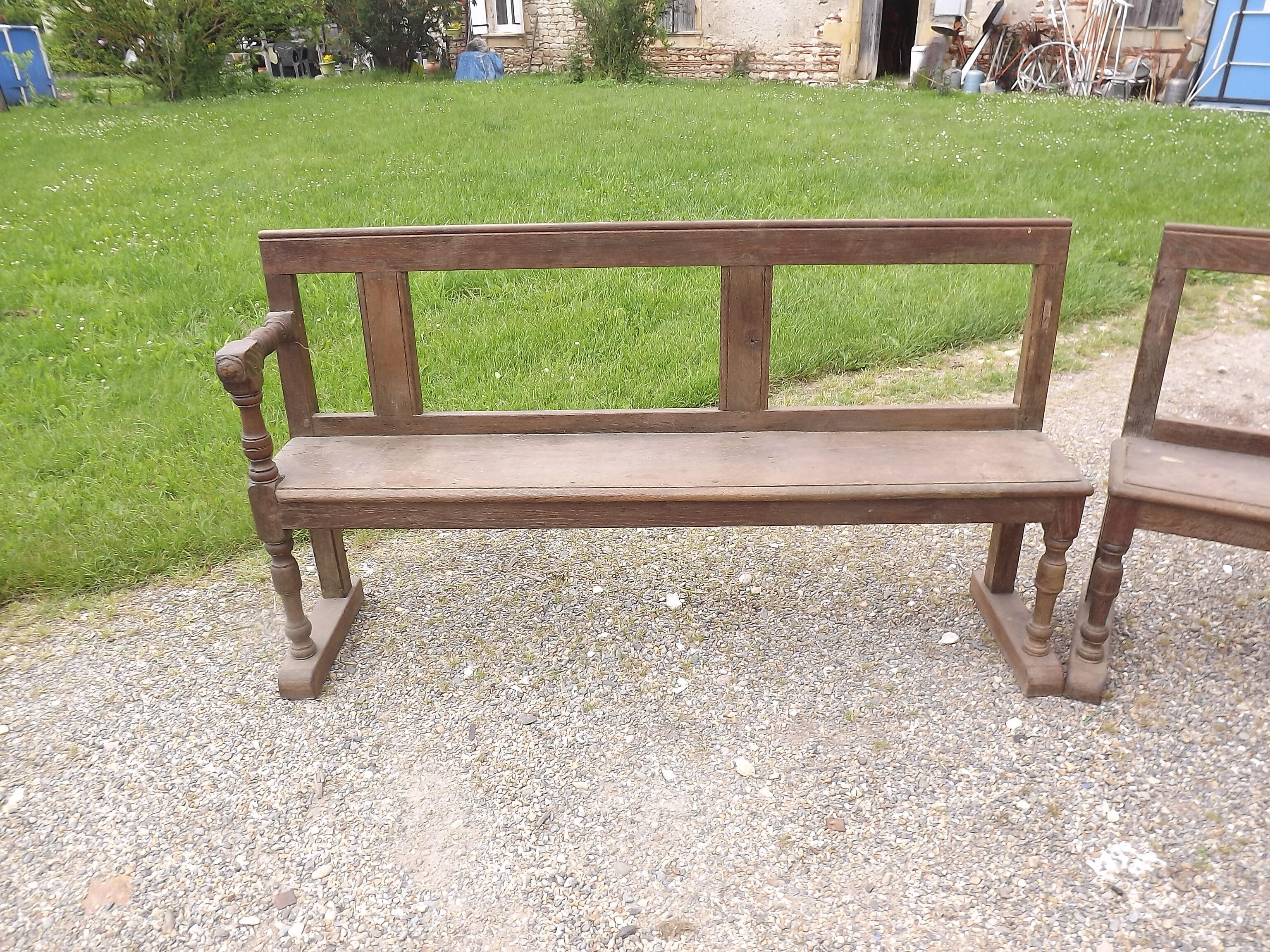 Paire de bancs 19 ème en chêne