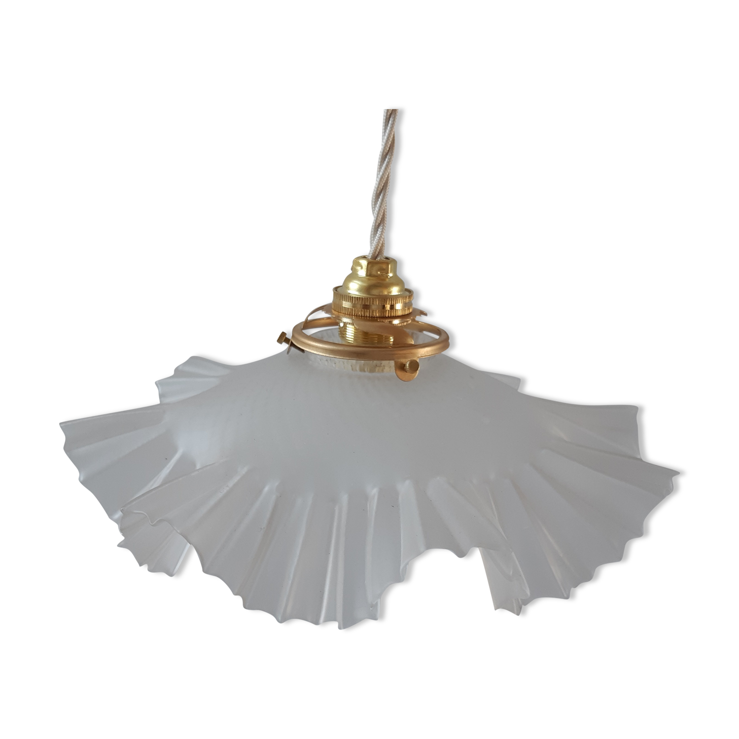 Pleated suspension in frosted glass 50s