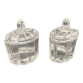 Duo salt shaker & pepper shaker in transparent worked glass